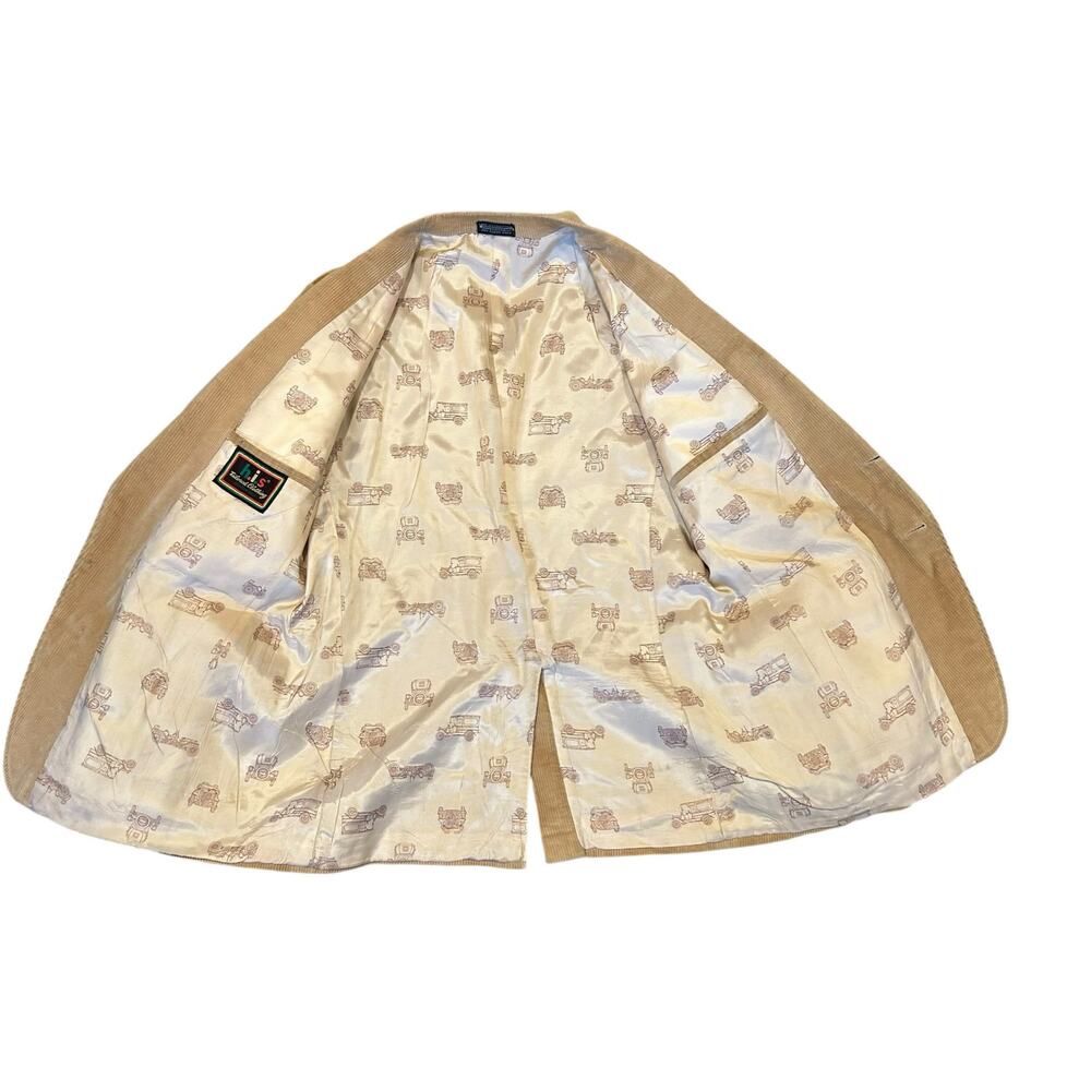 Tan Corduroy Blazer Suede Shoulder Patch 2 Button 44R - Picture 9 of 14